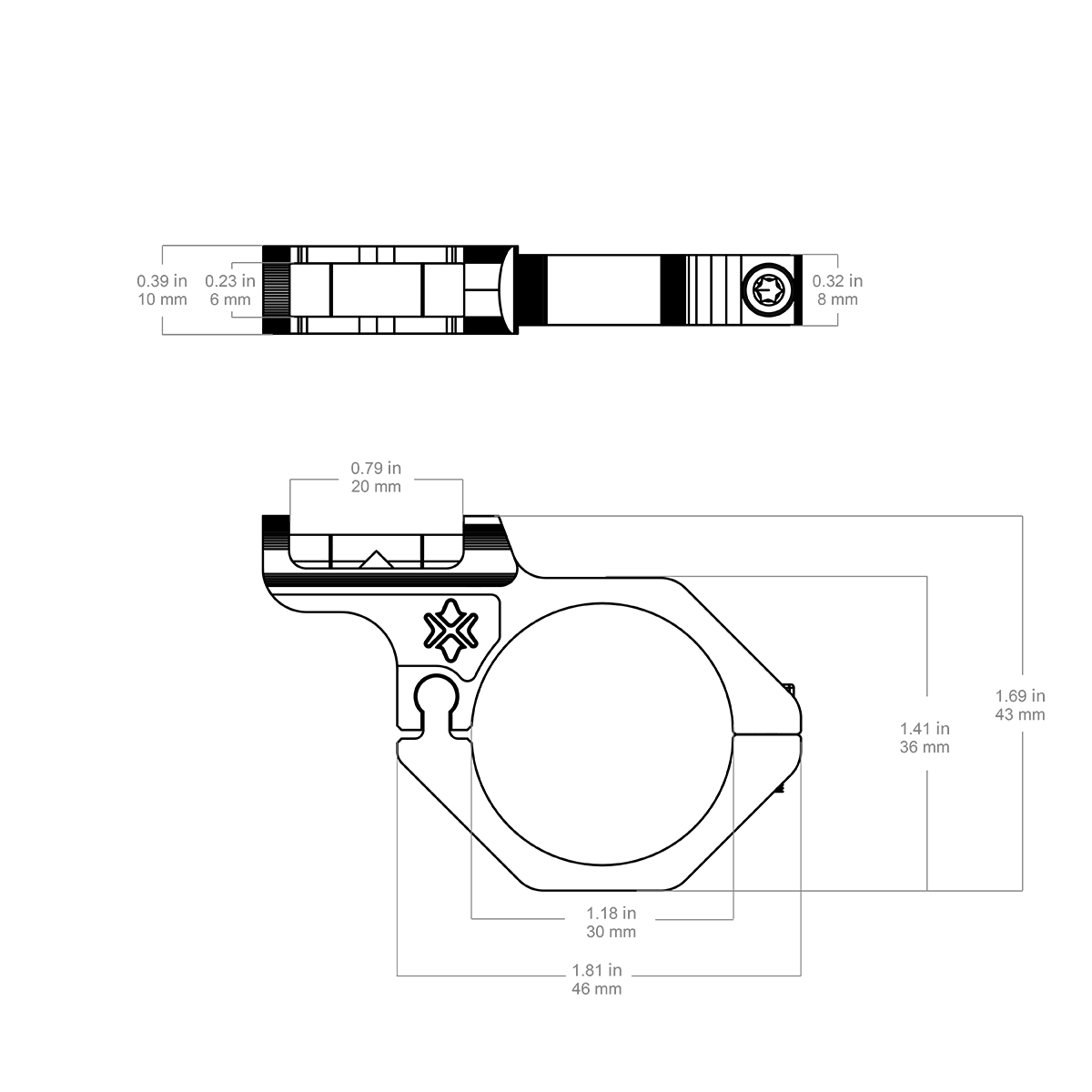30 mm offset-kuplataso kiväärin kiikaritähtäimeen