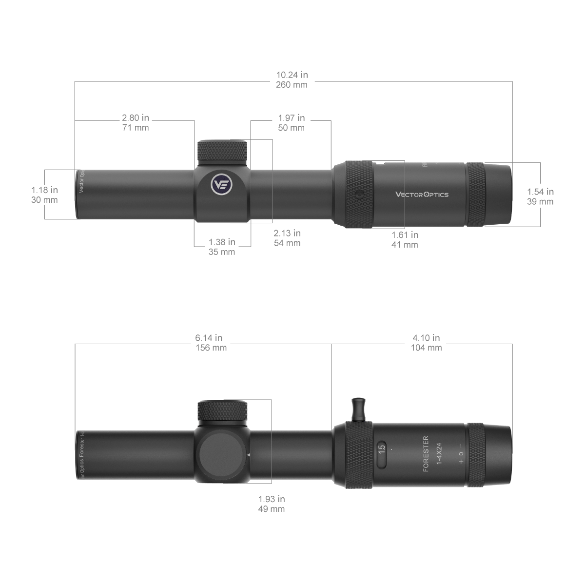 Vector Optics Forester 1-4x24SFP kiväärikiikari Vector Optics