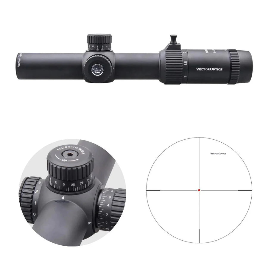 Vector Optics Forester 1-5x24SFP GenII kiväärin kiikaritähtäin