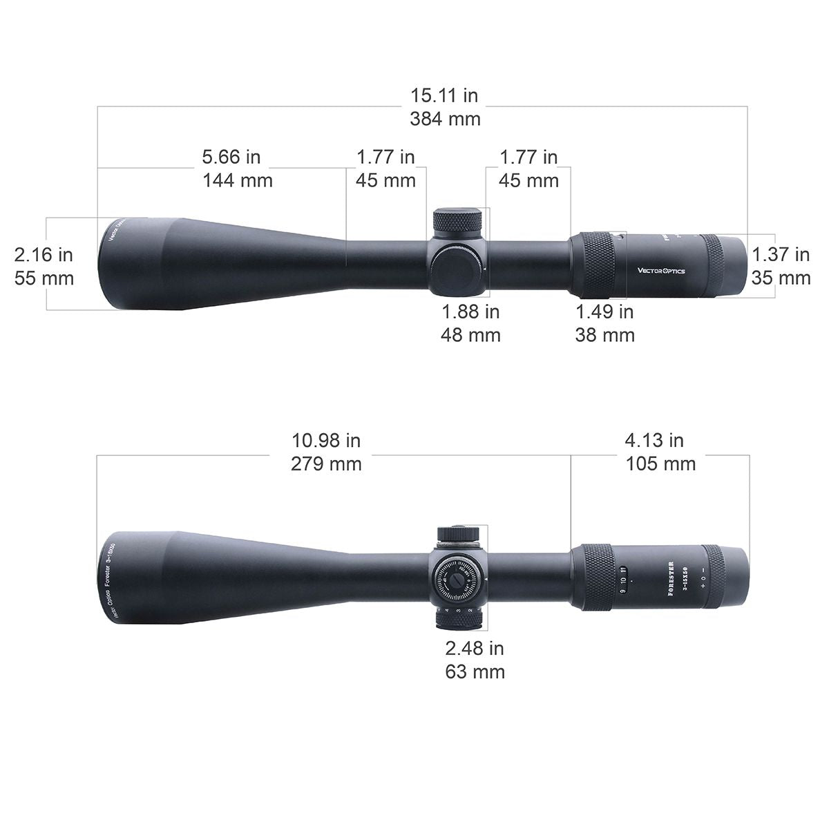 Vector Optics Forester 3-15x50SFP kiväärin kiikaritähtäin