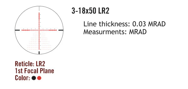 Sightmark Presidio 3-18x50 LR2 FFP kiväärin kiikaritähtäin
