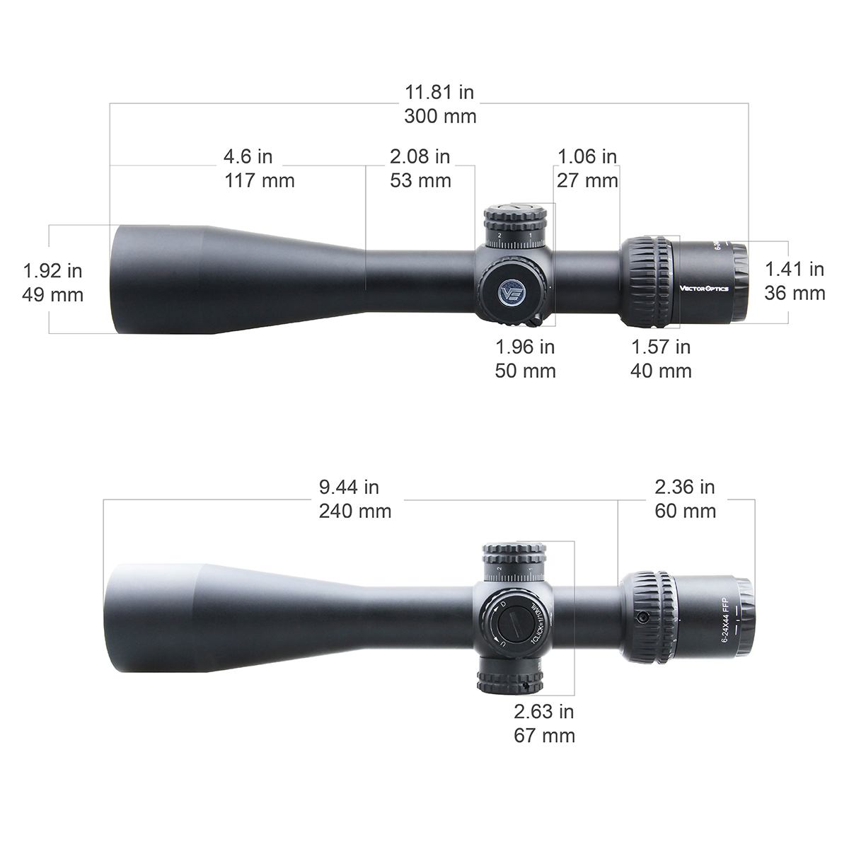 Vector Optics Veyron 6-24x44 FFP kiväärin kiikaritähtäin