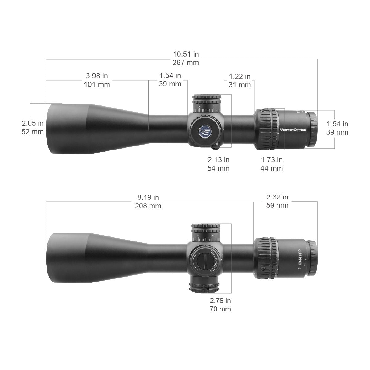 Vector Optics Veyron 4-16x44 FFP kiväärin kiikaritähtäin