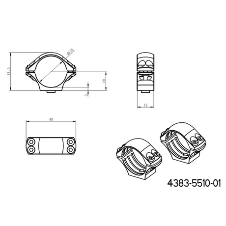 30mm kiikaritähtäinten kiinnitys | pitkä Picatinny QD taktinen pohja