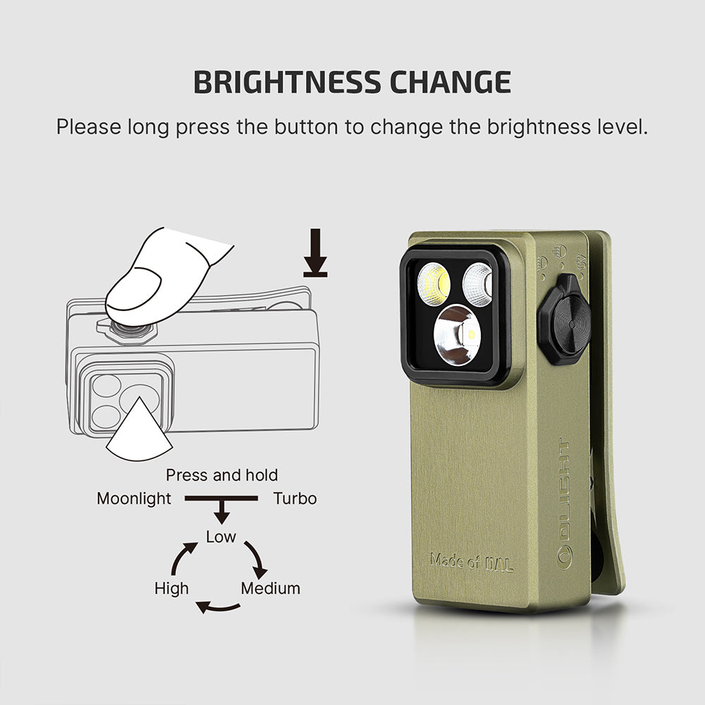 Olight Oclip Ultra | 3-in-1 clip-on EDC-valaisin | 530 lm - Olive Green