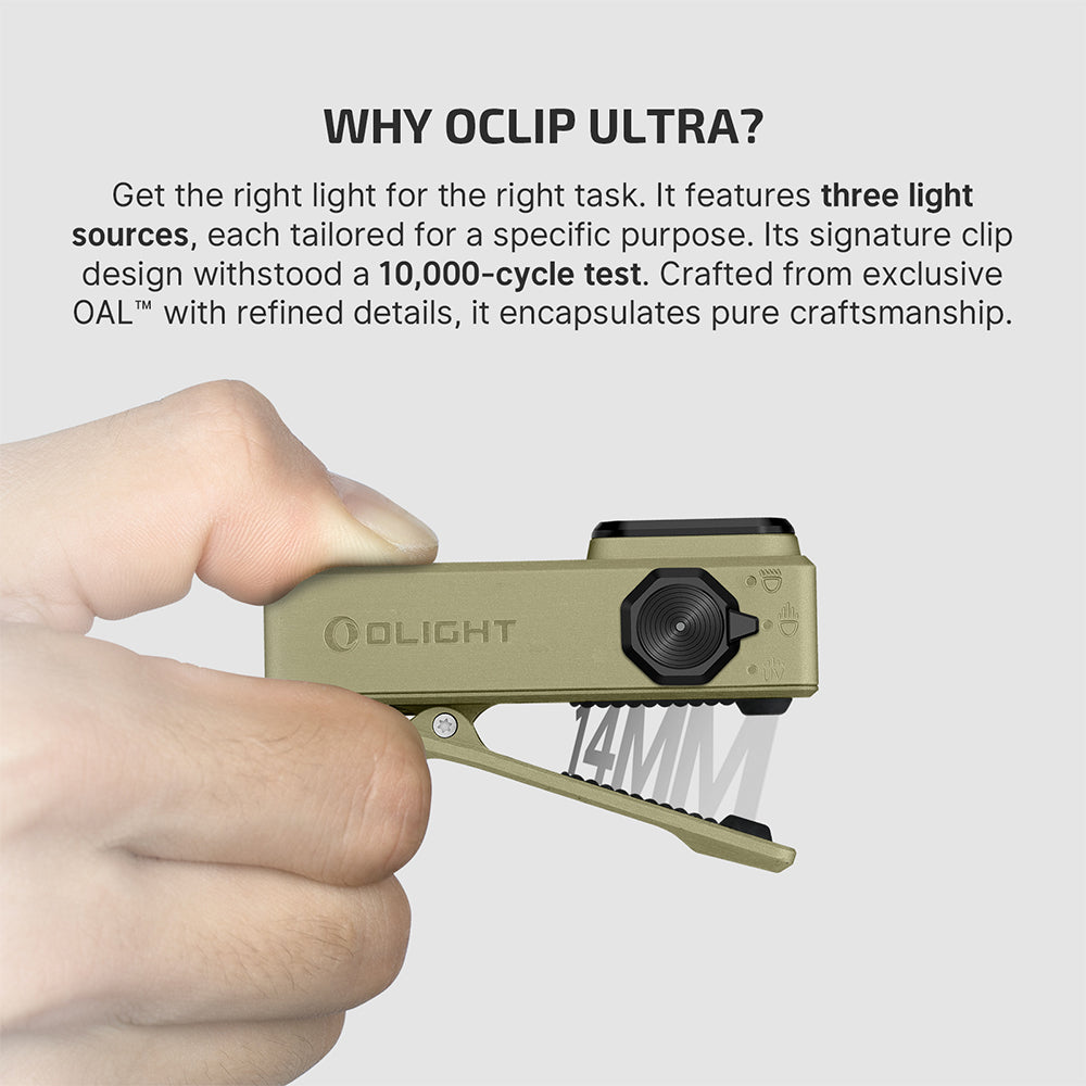 Olight Oclip Ultra | 3-in-1 clip-on EDC-valaisin | 530 lm - Olive Green