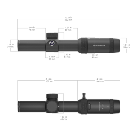 Vector Optics Forester 1-4x24SFP kiväärin kiikaritähtäin