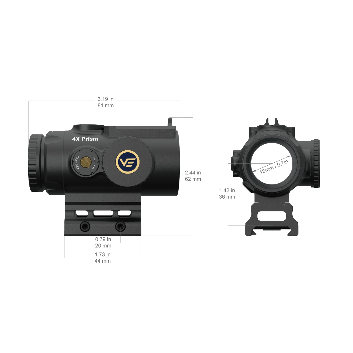 Vector Optics Paragon 4x24 ultrakompakti prismakiväärin tähtäin 