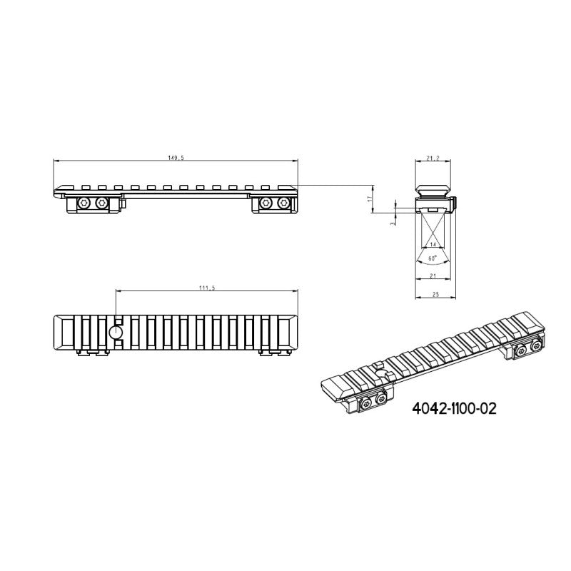 Sako 90 Picatinny-kisko [teräs] 