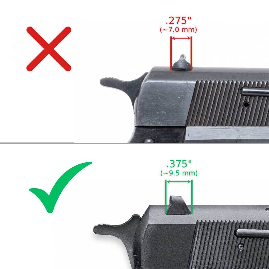 Browning Hi-Power [Vigilante Mark III Practical HP40] säädettävät rautähtäimet | blank