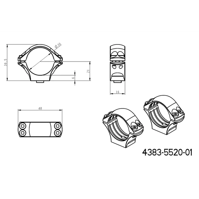 30mm kiikaritähtäinten kiinnitys | pitkä Picatinny QD taktinen pohja 
