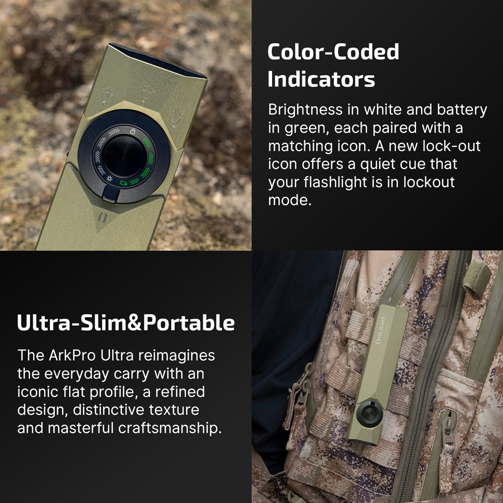 Olight ArkPro Ultra | flat 4-in-1 EDC valaisin | 1.700 lm - Olive Green